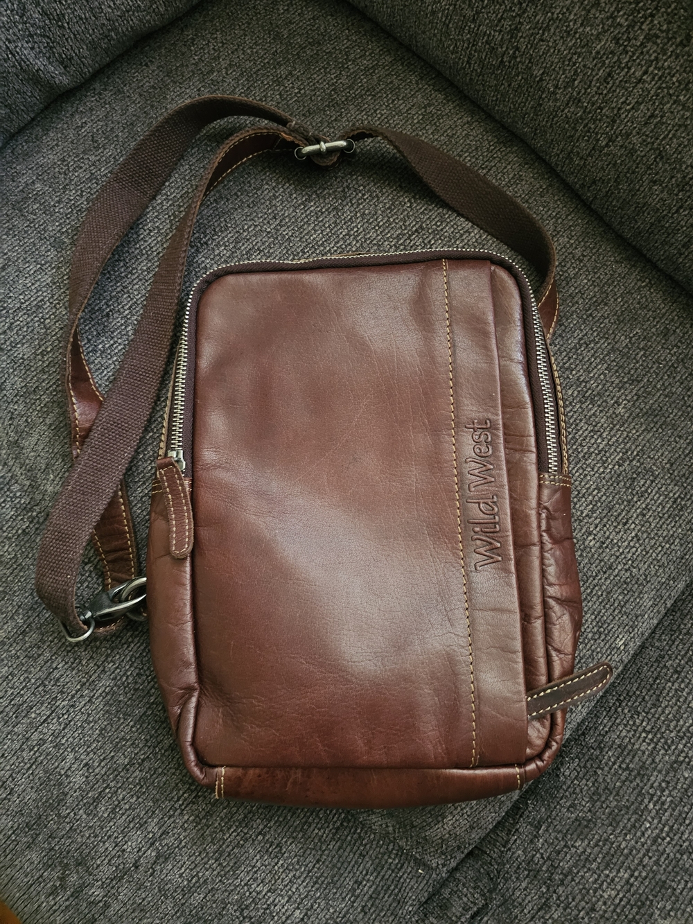 Wild West Brown Leather Messenger Crossbody for Men